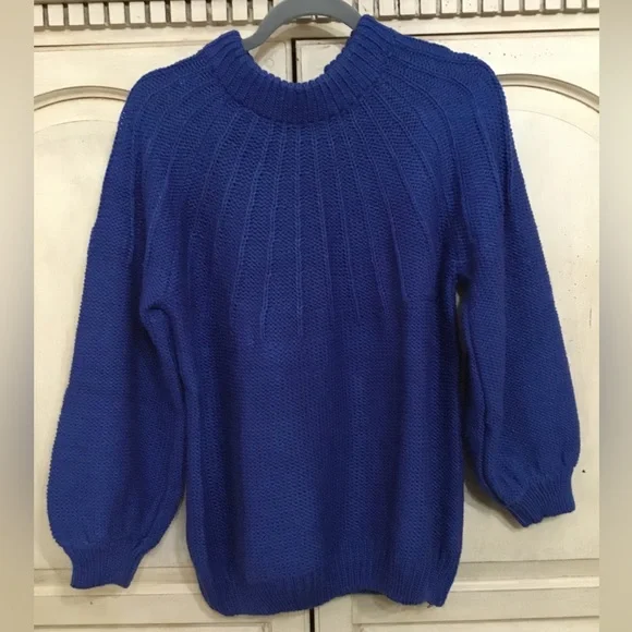 Umgee Women’s Cobalt Blue Oversized Balloon Sleeve Sweater Size S NWOT - Picture 1 of 6